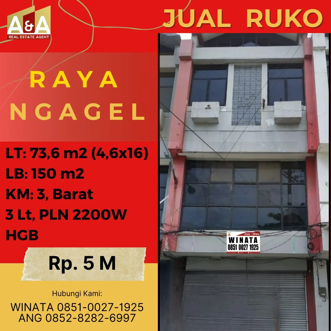 Ruko 3 Lantai Murah Strategis 0 Jalan Raya Ngagel Surabaya timur