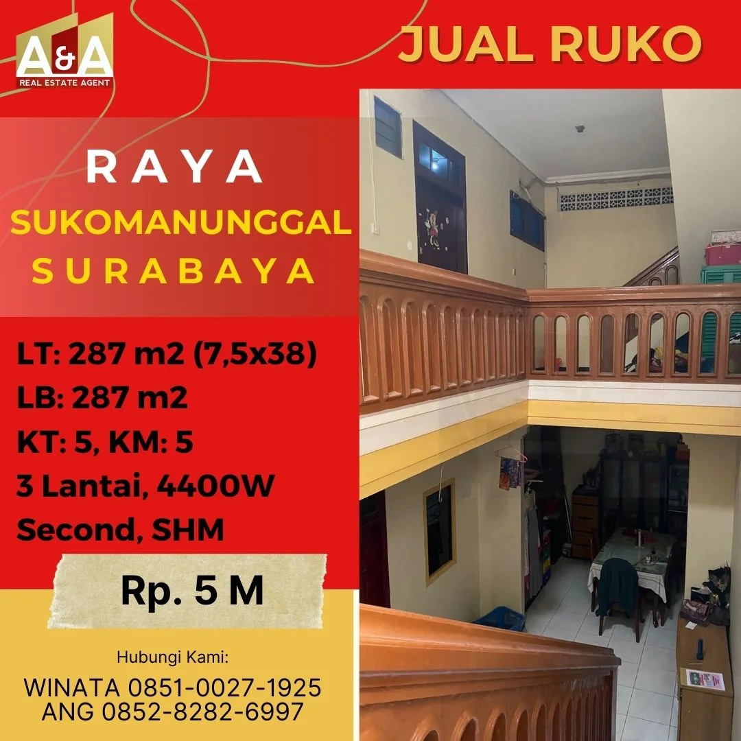 Ruko-3-Lantai-Murah-Strategis-Raya-Sukomanunggal-Surabaya