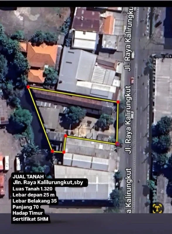 Dijual Tanah Nol jalan Lokasi Strategis Raya Kali Rungkut Surabaya Timur