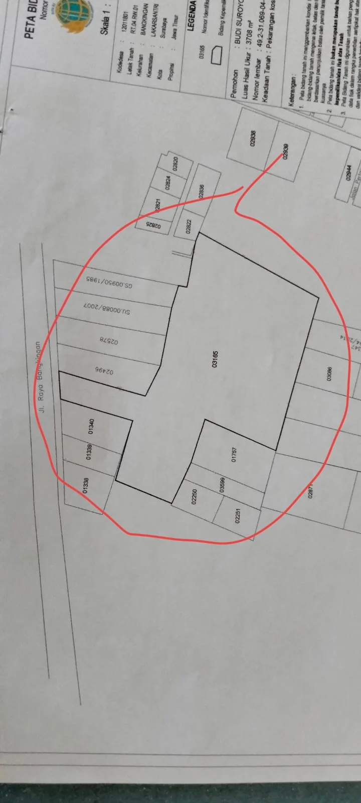 Dijual Tanah Komersial Strategis di Jl Raya Bangkingan, Lakarsantri Surabaya Barat