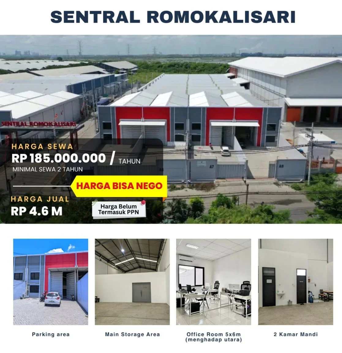 Dijual/Disewakan Gudang Strategis di Sentral Romokalisari Surabaya Barat - Image 1