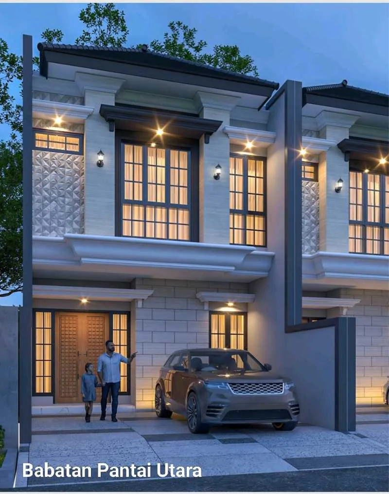 Rumah Baru 2 Lantai Murah Strategis American Classic Style Babatan Pantai Utara Surabaya