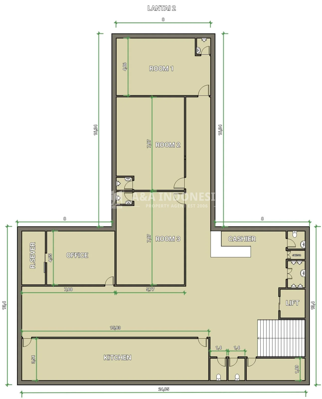Dijual Ruko 8 unit menjadi 1 bangunan untuk Rekreasi Hiburan Umum 5 lantai, lokasi strategis MEER, Surabaya Timur - Thumbnail 4