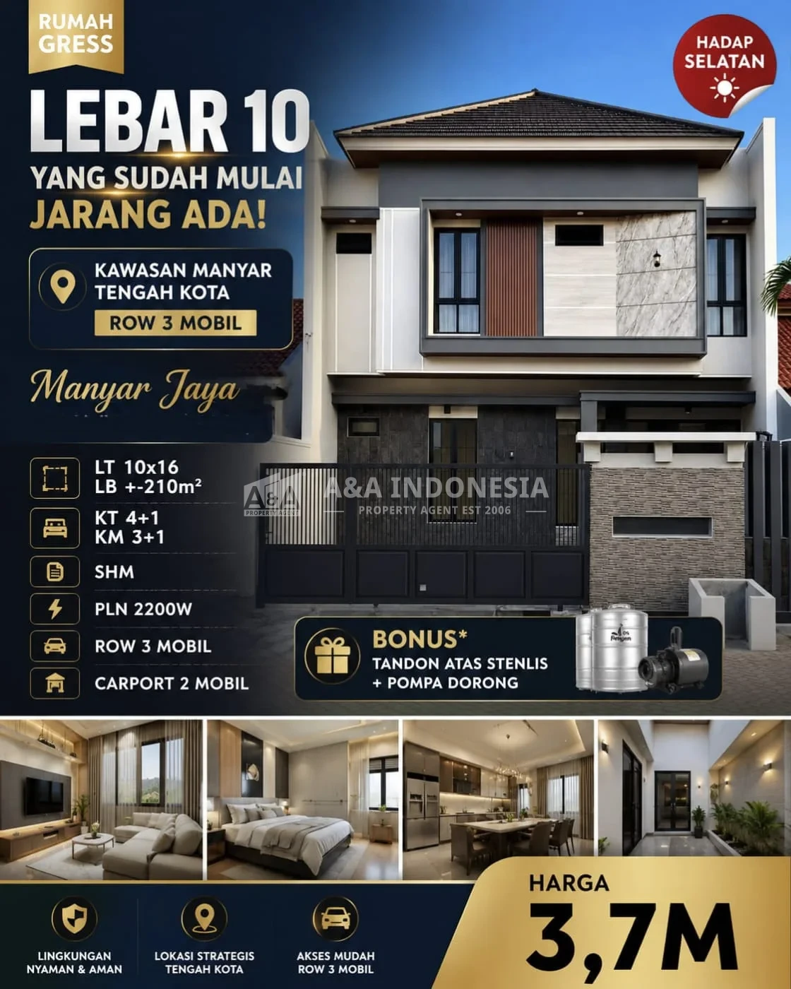 Rumah Baru 2 Lantai Murah Strategis Manyar Jaya Praja Surabaya - Image 1