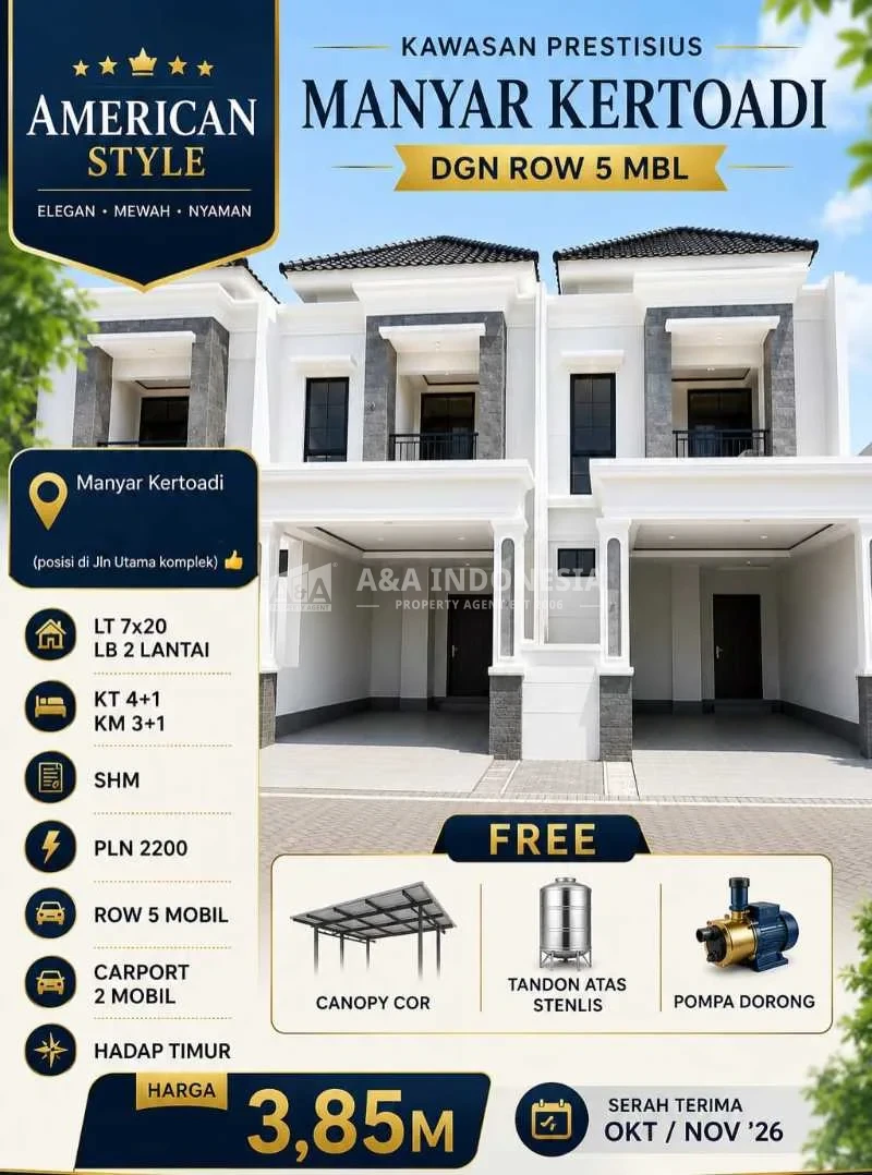 Rumah Baru 2 Lantai Murah 3 M an Manyar Kertoadi Surabaya - Image 1