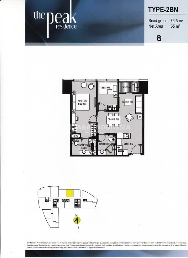 The Peak Residence Unit 2 Bedroom Full Furnished – SHM - Thumbnail 2