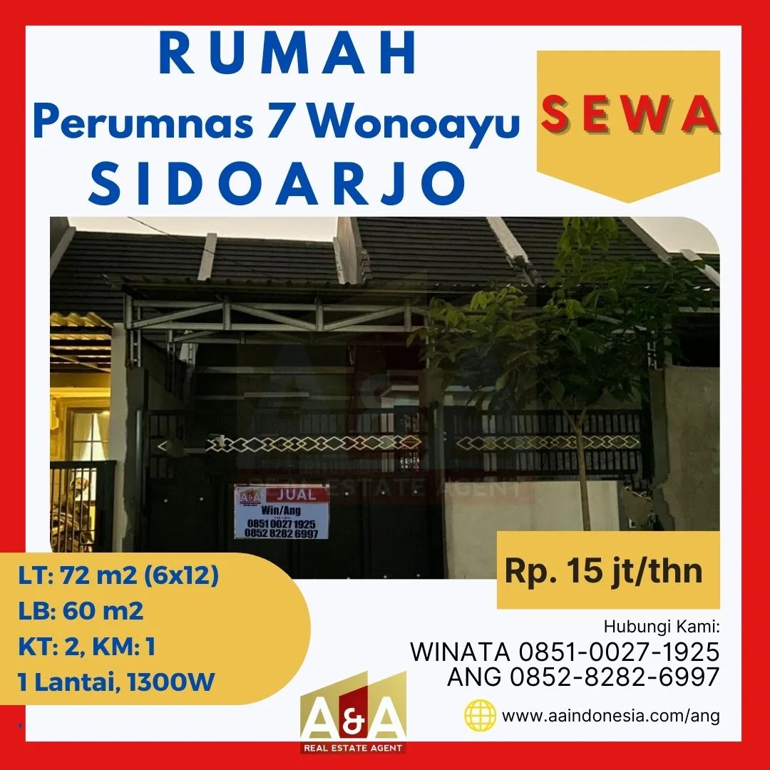 Disewakan Rumah Siap Huni di Perumnas 7 Wonoayu Sidaorjo 15 JUTA