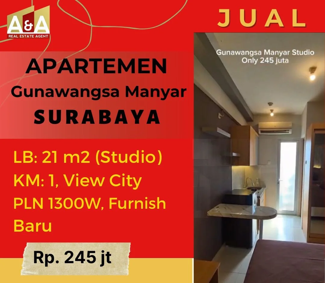 Dijual Apartemen Baru Murah Furnish di Gunawangsa Manyar Surabaya Timur