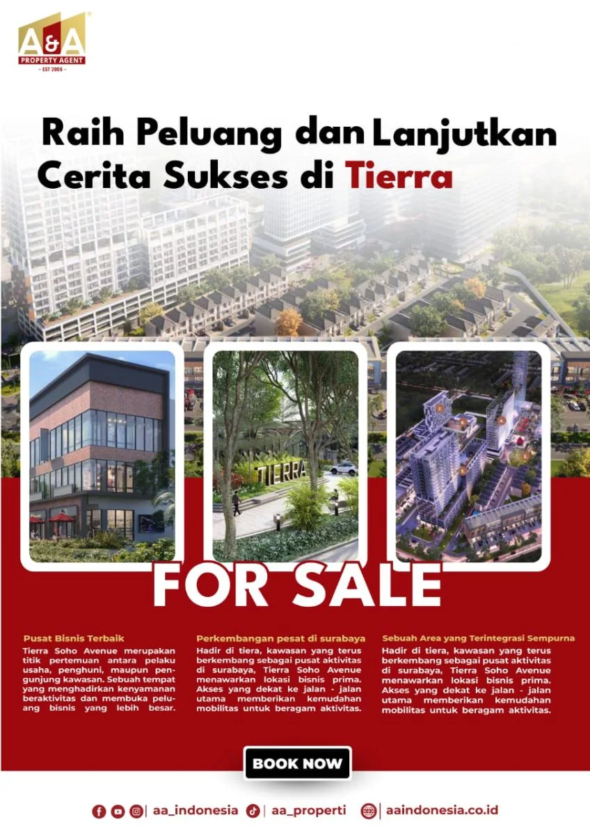 Jual Ruko 3 lantai di Tierra Avenue by Intiland Darmo Harapan Surabaya Barat