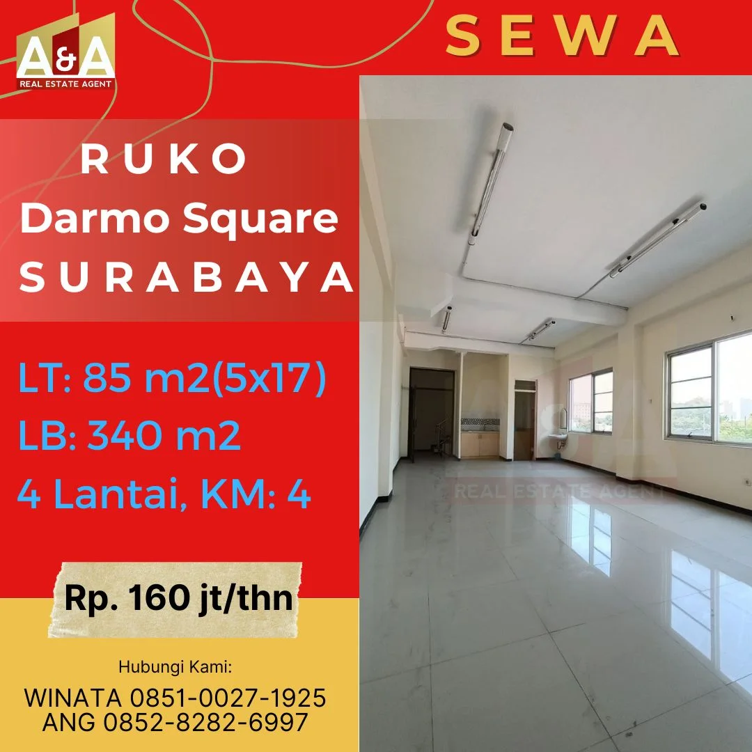 Disewakan Ruko Lokasi Strategis di Wilayah Darmo Square Surabaya