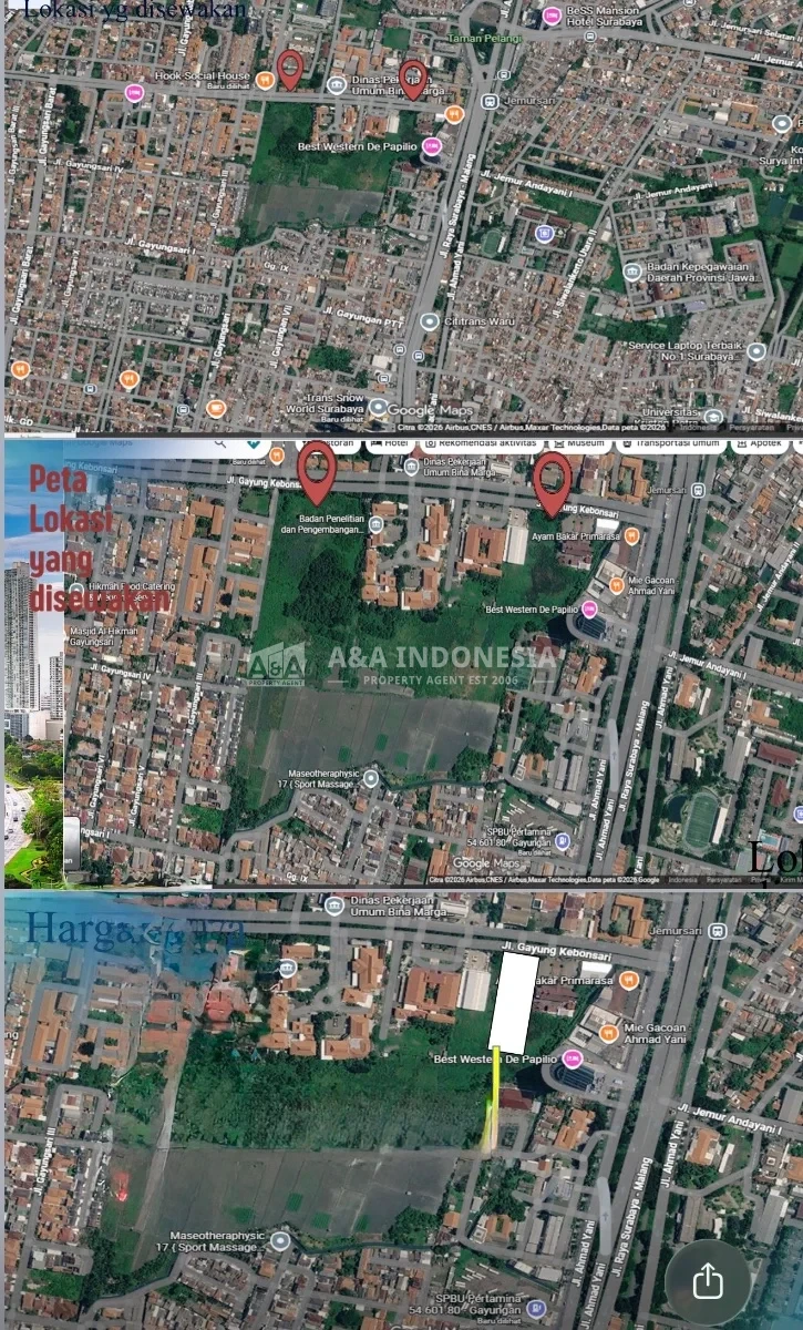 Disewakan Tanah Komersial Strategis di Gayung Kebonsari Surabaya Selatan Dekat Ahmad Yani - Thumbnail 4